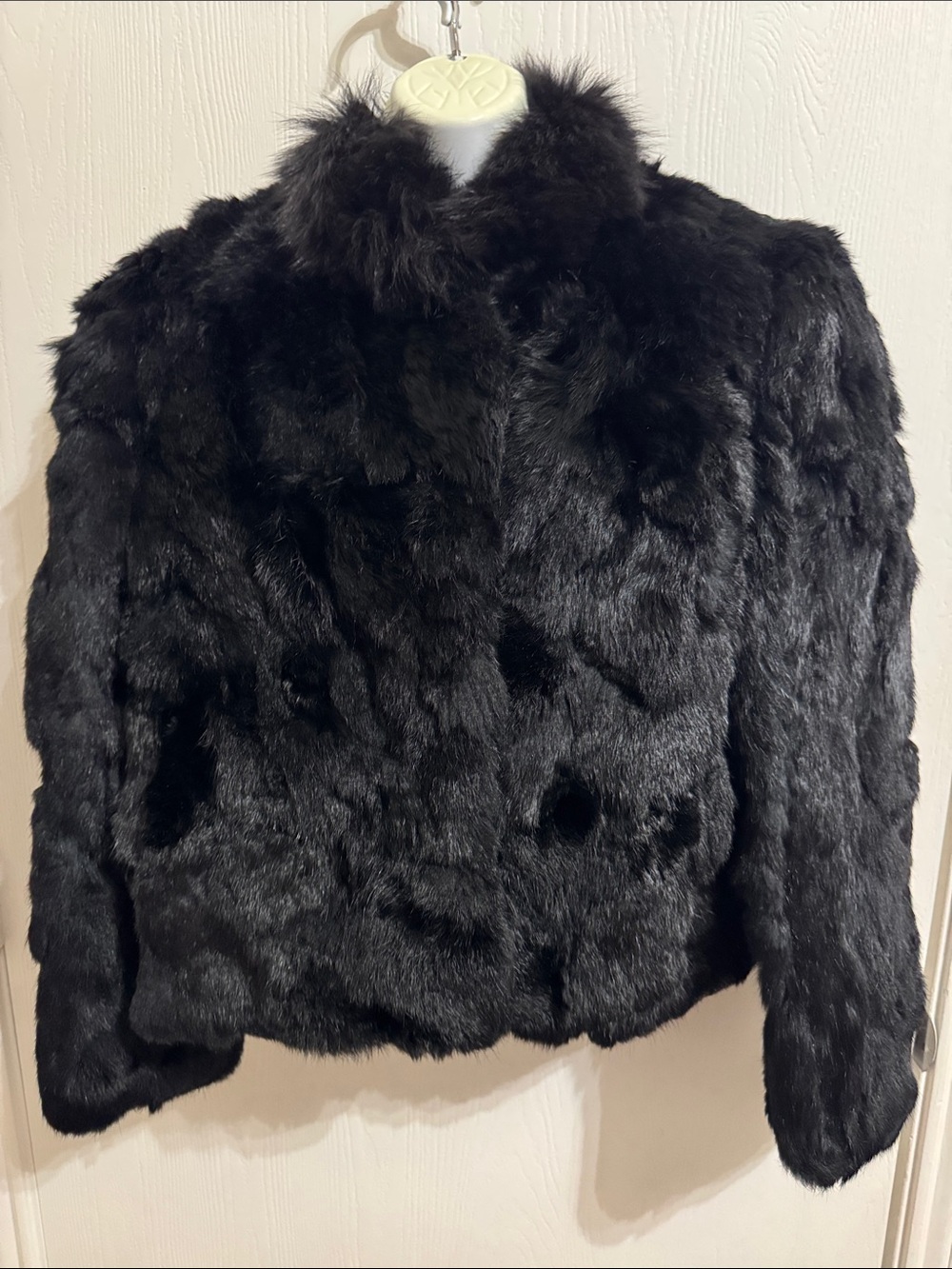 Vintage Holzman Furs Milwaukee Black Dyed Rabbit Fur Coat Jacket Women’s Large